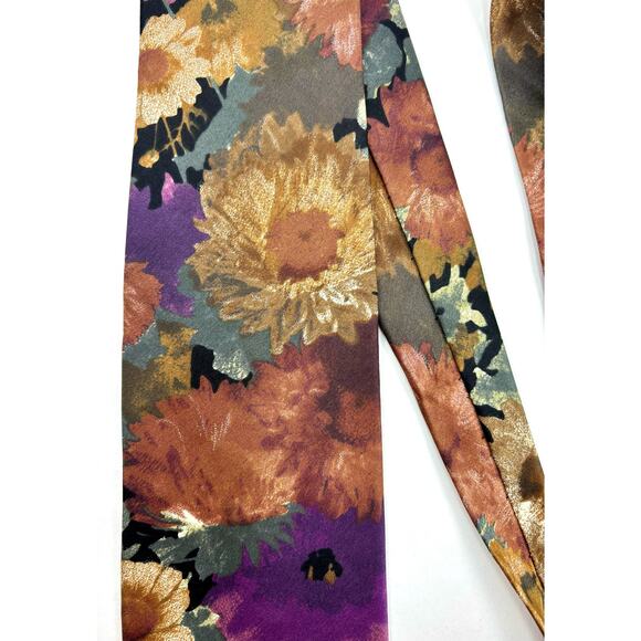 MIV Silk Tie Hand Made in Italy 1980s Floral Vintage - Picture 5 of 16